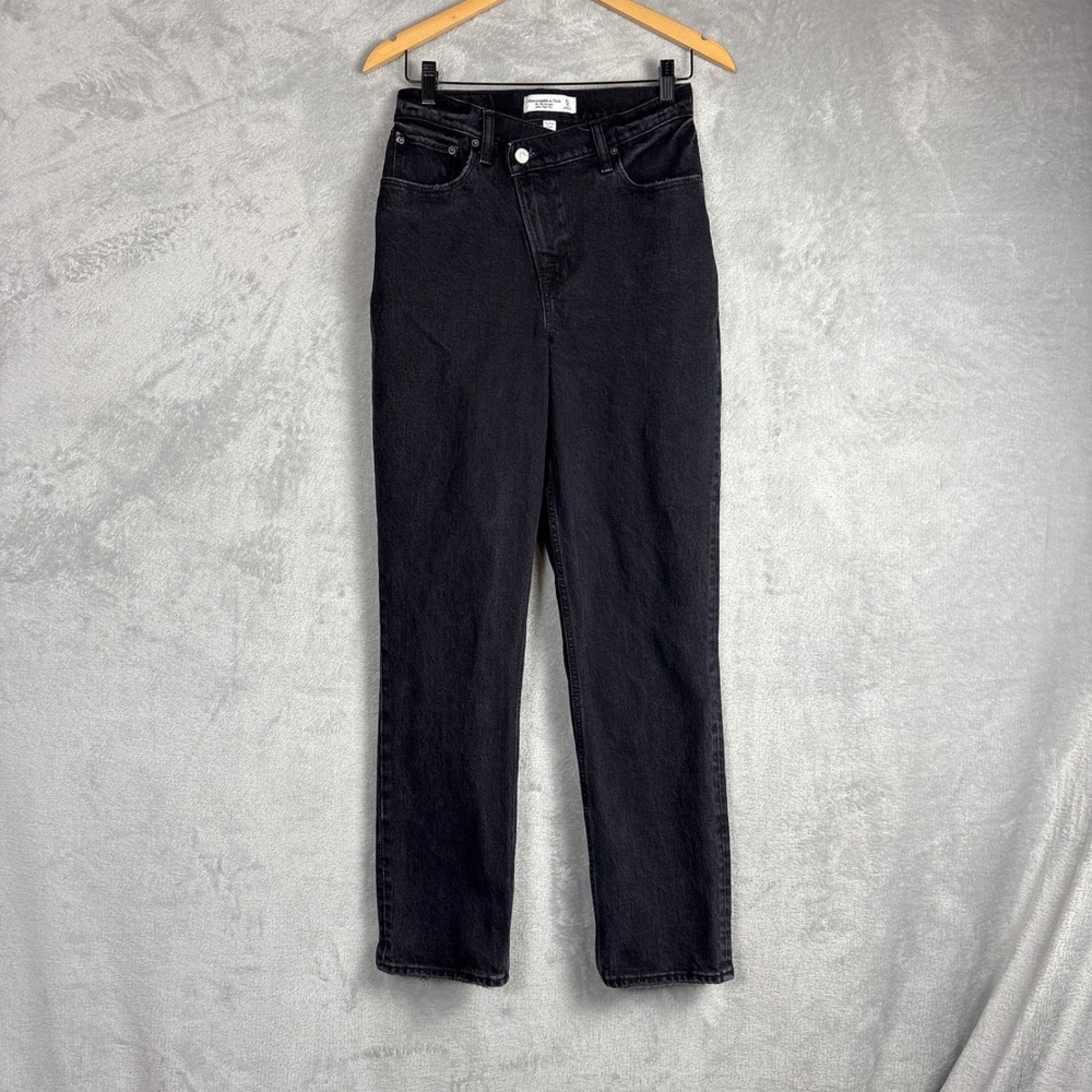 Abercrombie & Fitch Jeans Curve Love 90s Straight 27/4R Black Criss Cross Fly